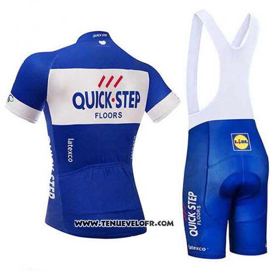 2018 Maillot Ciclismo Quick Step Floors Bleu et Blanc Manches Courtes et Cuissard